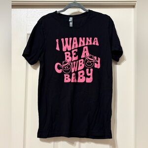 Black Tee with Pink Graphic Print